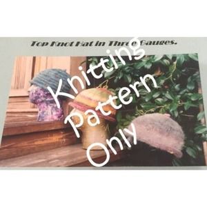 New Sarah James AC705 Top Knot Hat Beanie in Three Guages Knitting Pattern